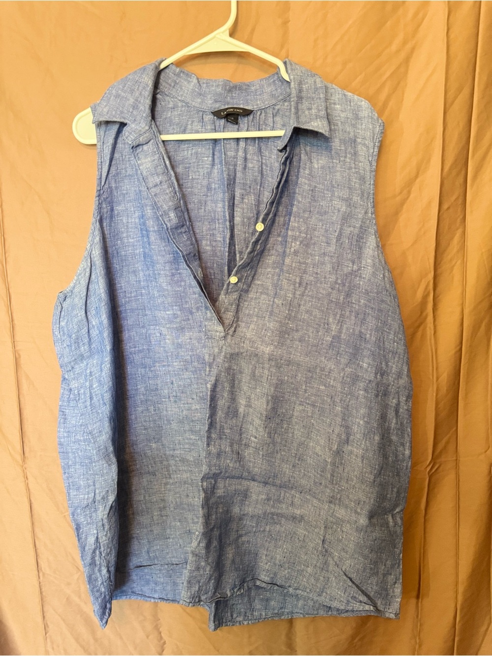 Lands' End Light Blue Linen Sleeveless  Tank